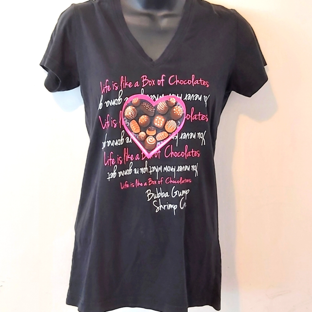 BUBBA GUMP | Women's Life Is Like A Box Of Chocolates Shirt Black Size Large